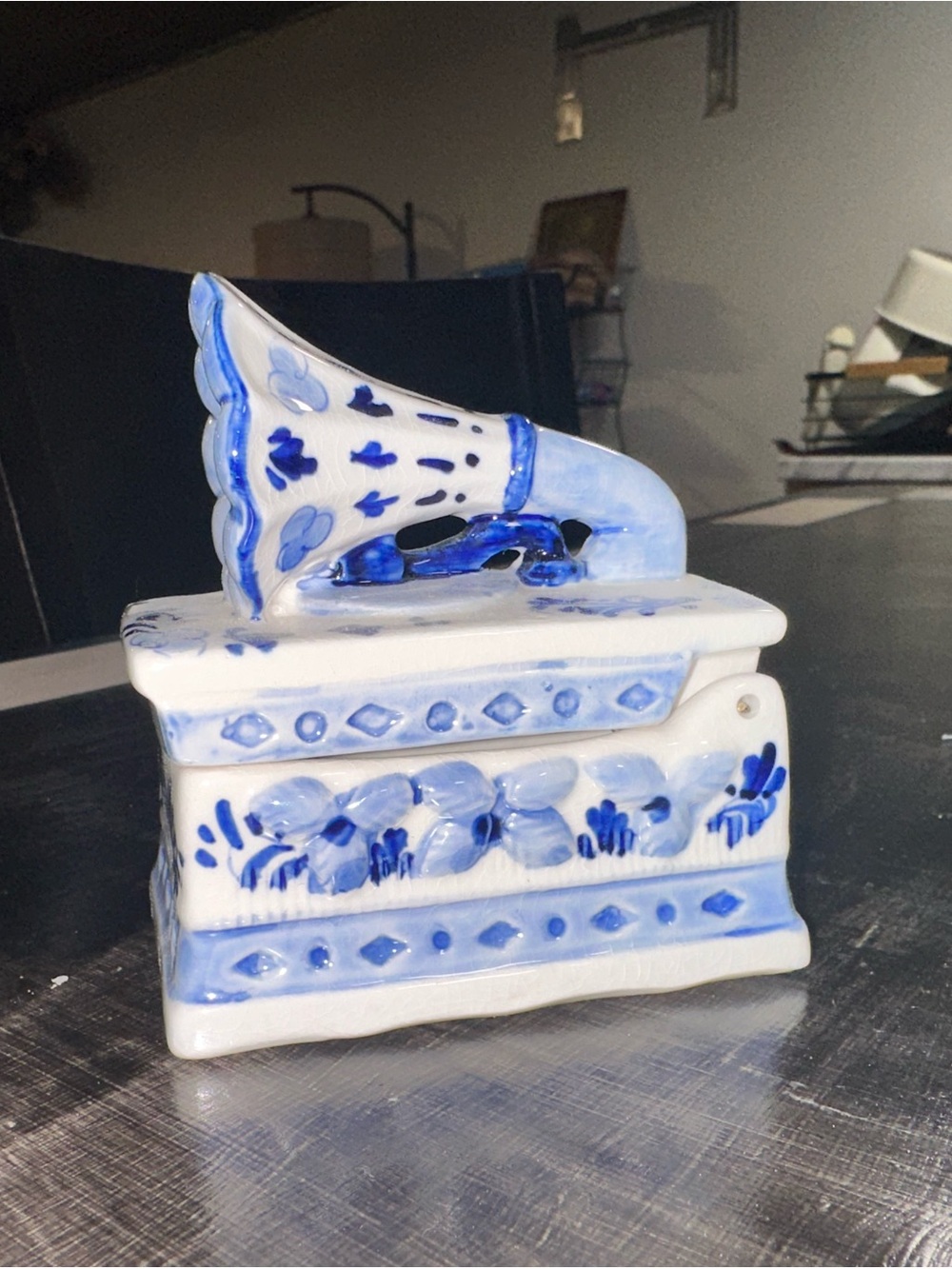 Blue and White Ceramic Decorative Music Box - Home Art
